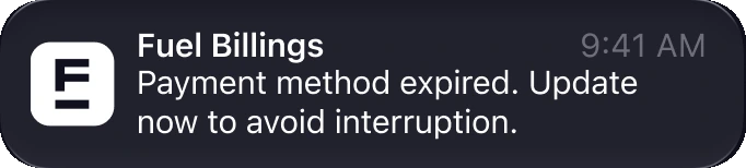 Payment method expired push notification