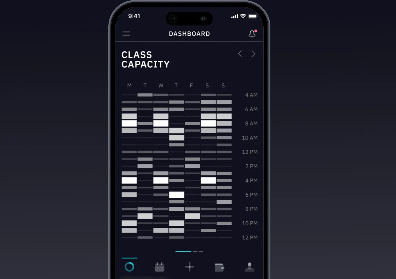 TrainOn class schedule with capacity on the member app